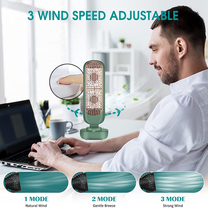 ESHOO Small Desk Tower Fan Portable Desk Fan Personal Cooling Fan With 3 speed Options Small Desktop Rechargeable Quiet Table Fan For Home Bedroom Office white Wayfair Canada